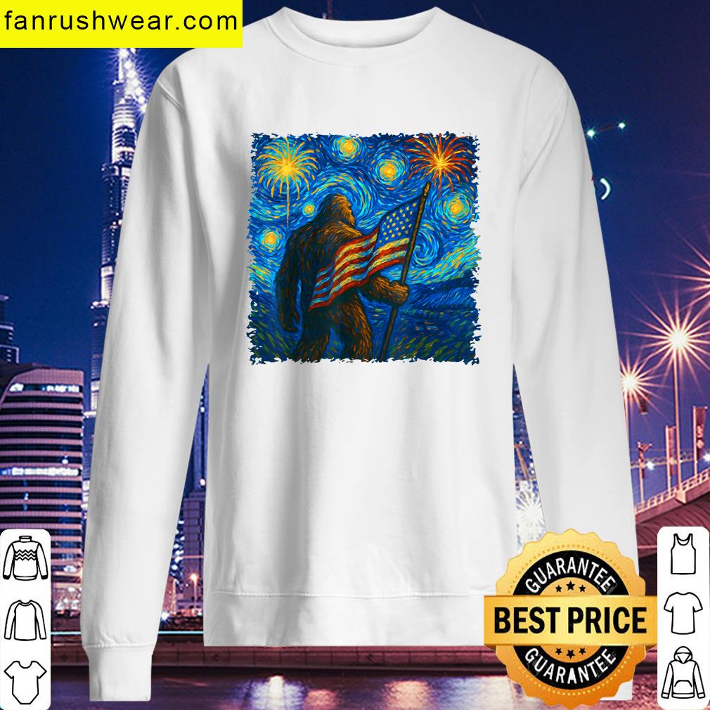 Bigfoot Starry Night Tee Patriotic Style T-shirt