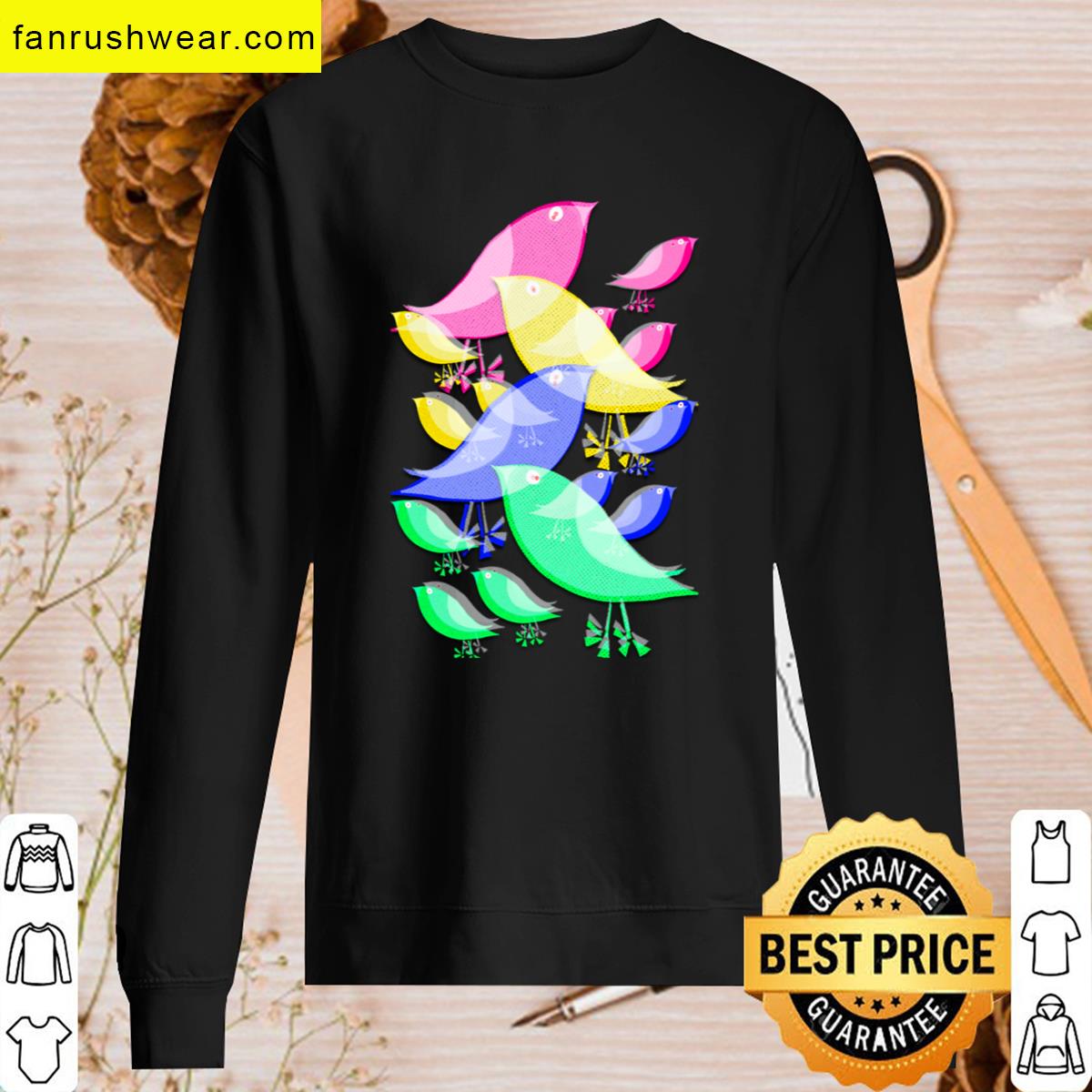 Colorful Birds Illustration Graphic Tee T-shirt