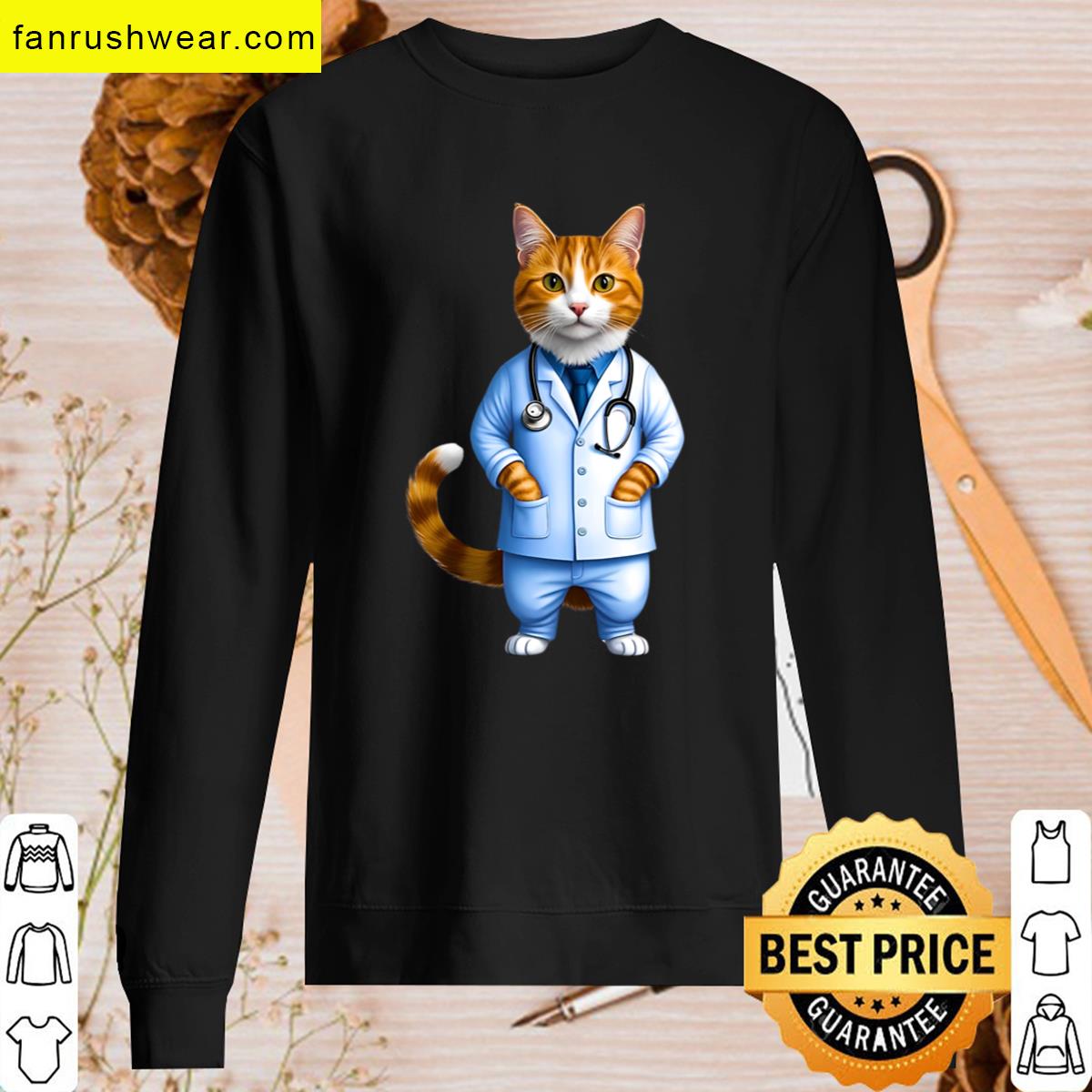 Cute Tabby Cat Art For Physicians T-shirt