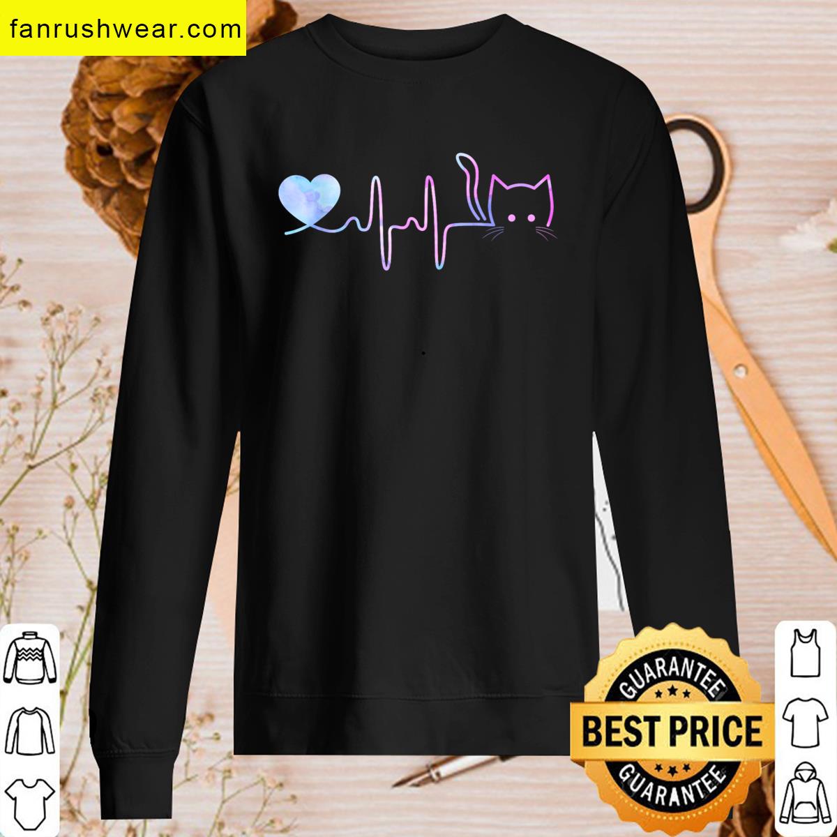 Heartbeat Cat Lover Animal Tee T-shirt