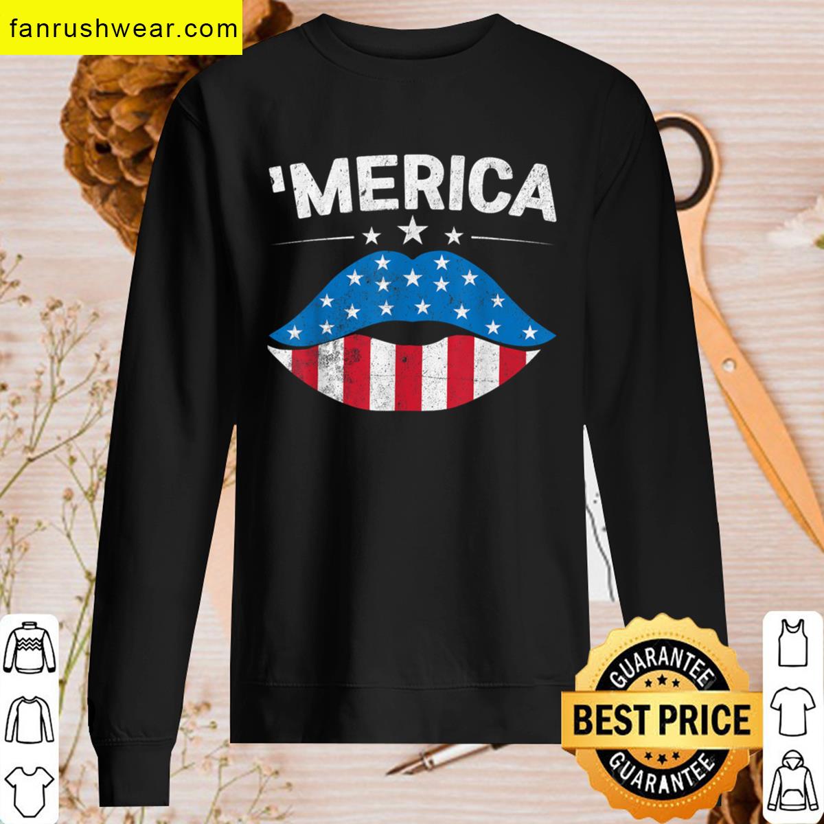 Patriotic Us Flag Festive Lips T-shirt