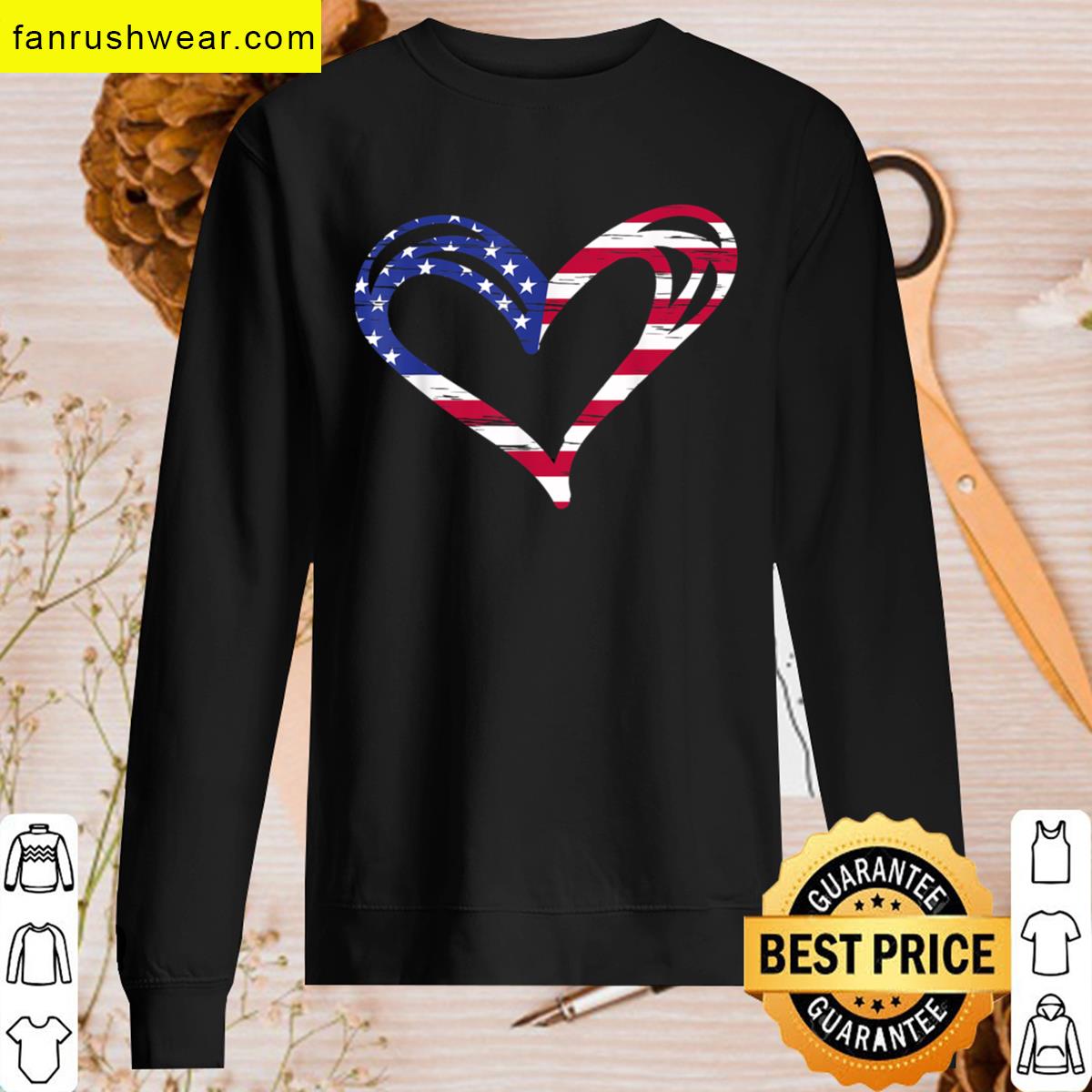 Usa Flag Heart Armed Forces T-shirt