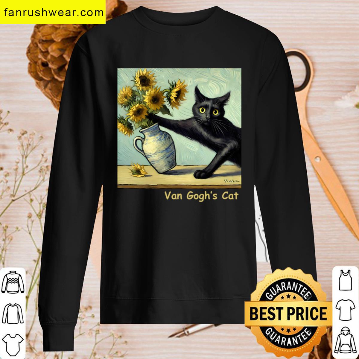 Van Goghs Cat Design Art T-shirt