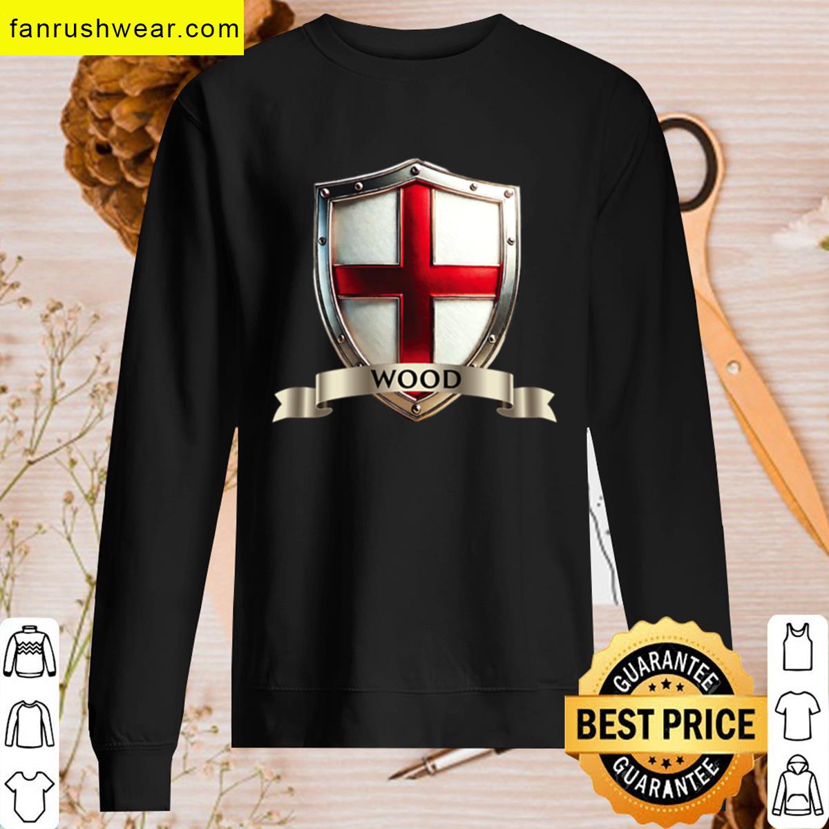 Wood Family Crest Name Banner Apparel T-shirt
