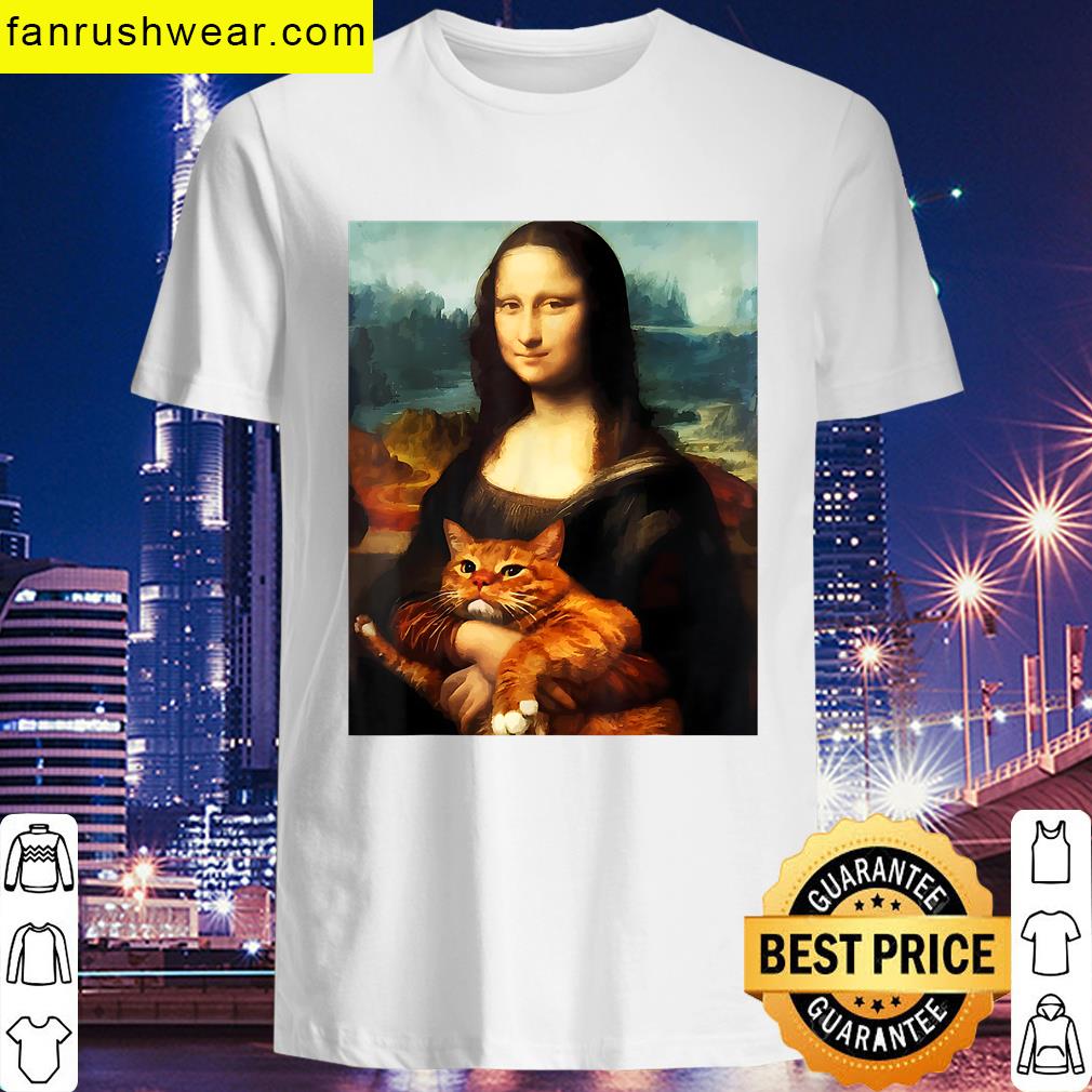 Mona Lisa Holding Cat Tee T-shirt