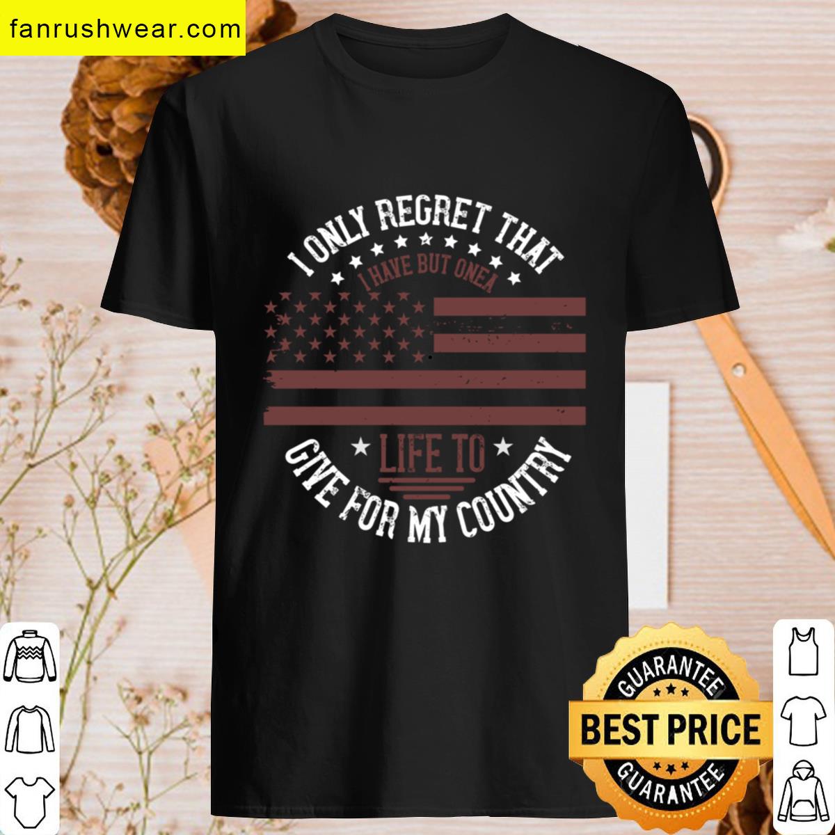 Soldier Quote Oversized Tee Regret Country T-shirt