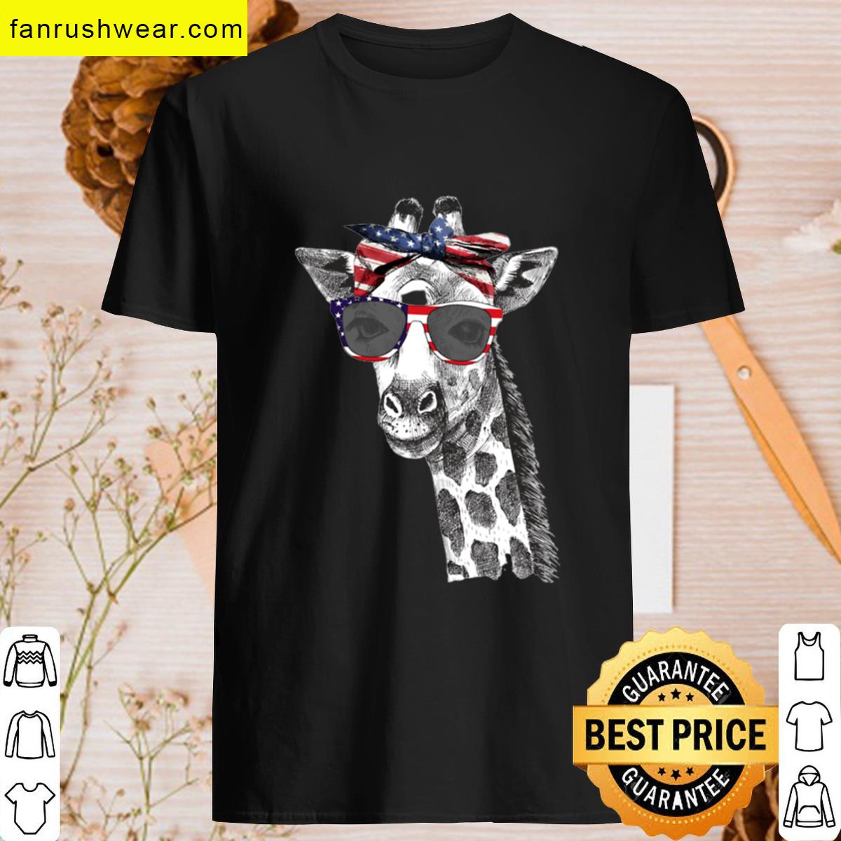 4th Of July Patriotic Giraffe American Usa Flag T-shirt
