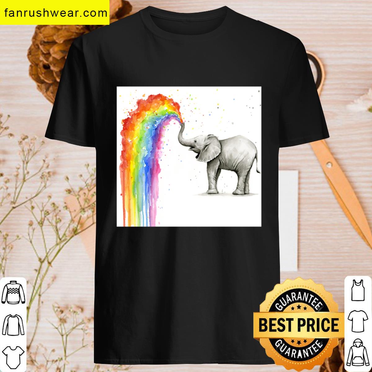 Baby Elephant Spraying Rainbow T-shirt