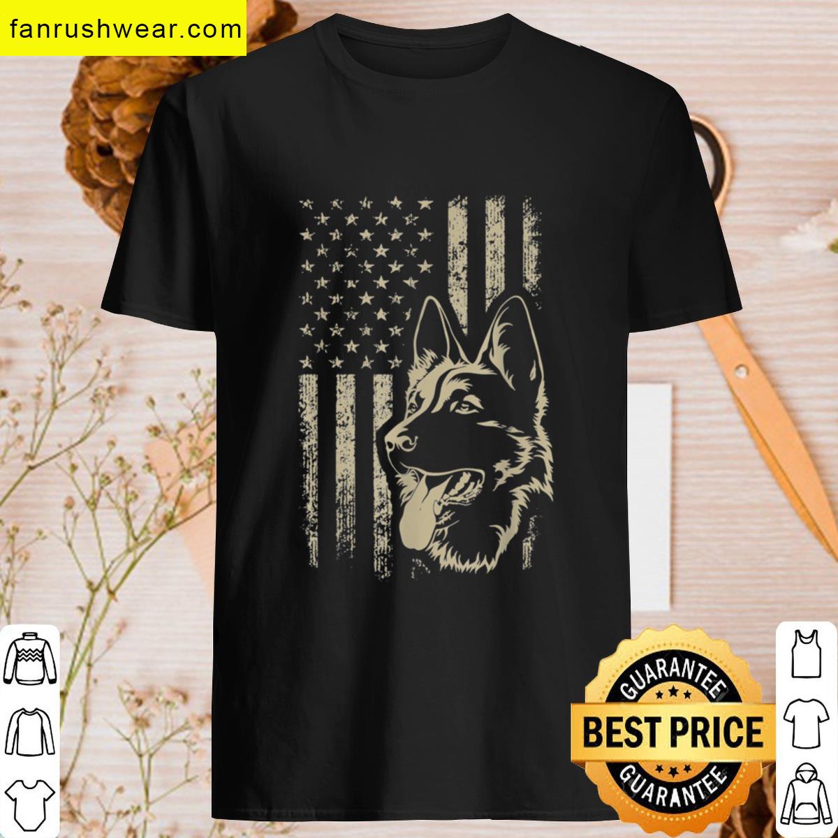 Dog Lover Gift Patriotic German Shepherd American Flag T-shirt