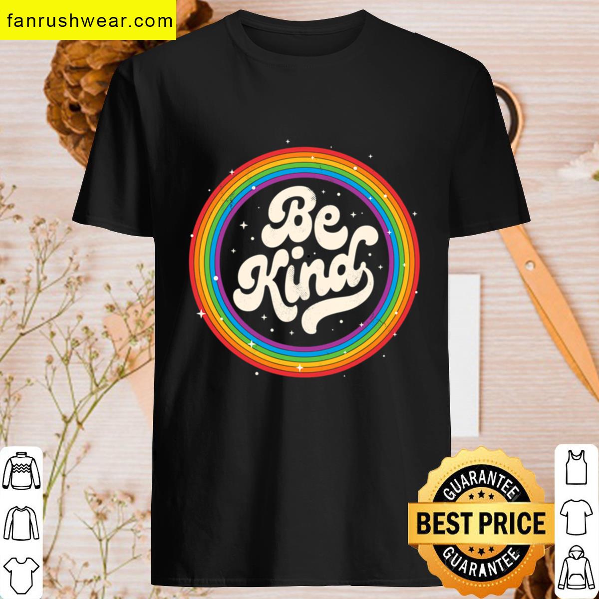 Lgbtq Be Kind Gay Pride Lgbt Ally Rainbow Flag Retro Vintage T-shirt