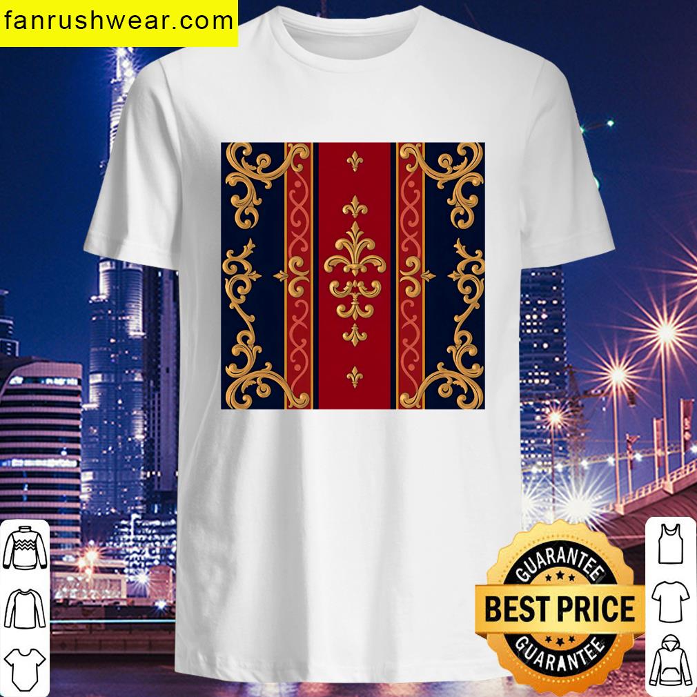 Midnight Blue Dusk Red Striped Baroque T-shirt