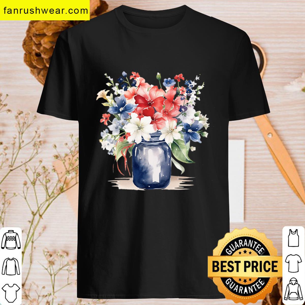 Patriotic Floral Arrangement In A Mason Jar T-shirt