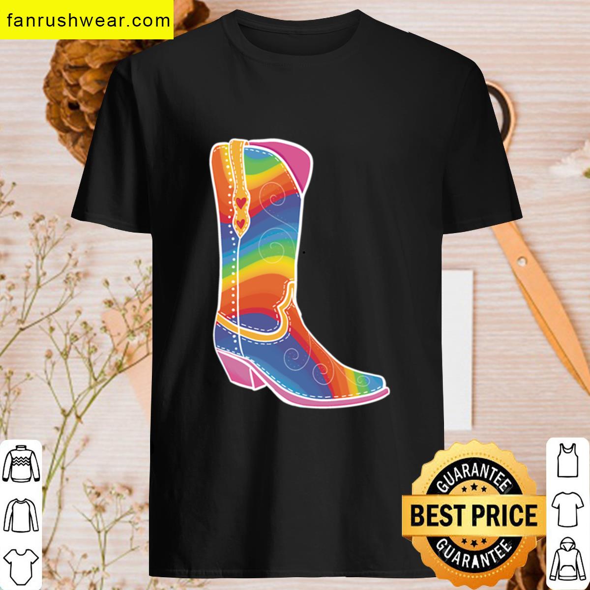 Pride Rainbow Cowgirl Boot T-shirt