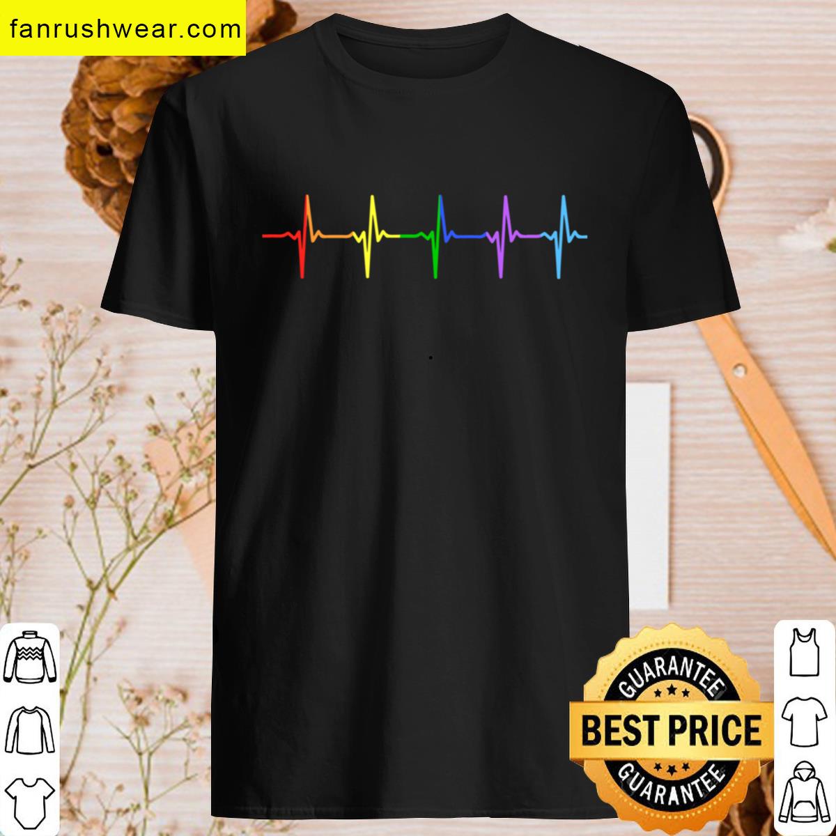 Rainbow Pulse Hearbeat Lgbt T-shirt
